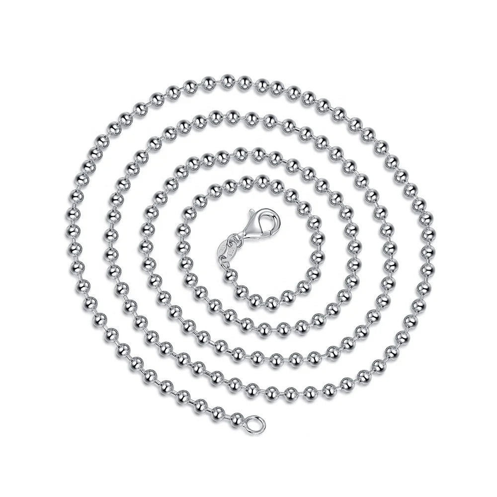 Rhodium Plated Bead Chain Necklace Bracelet Proveedores Silver Stlerline 925 Sterling Silver Chain Ball Chain Yellow Gold