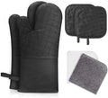 6pcs Cotton Oven Mitts with Kitchen Towels Soft Cotton Lining and Non-Slip Surface Heat Resistant Pot Holders MegaBDM