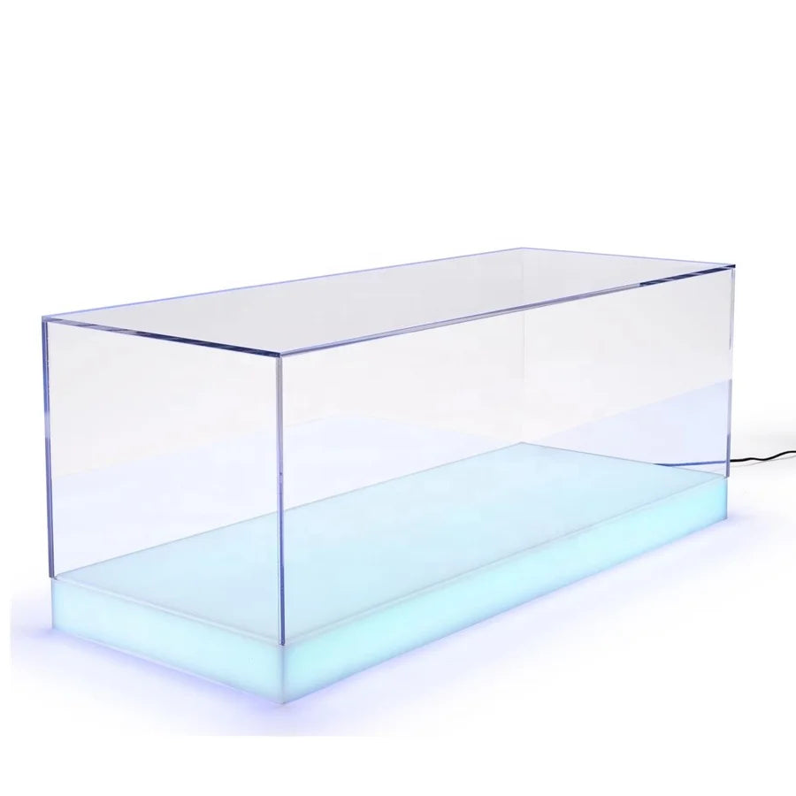 Manufacturer Supplier OEM Customized Acrylic Display Cabinet clear Acrylic Lift-Off Top Countertop Display Case with LED Base