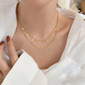 Hot Sale Stainless Steel Jewelry Rhombic Charm Double Layer Tassel Necklace Women Popular Necklace