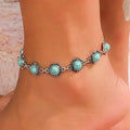 SHIXIN Fashion Simple Retro Ethnic Style Anklet Jewelry Beach Metal Alloy Turquoise Foot Wholesale Women's Party 2023 Hot Sale