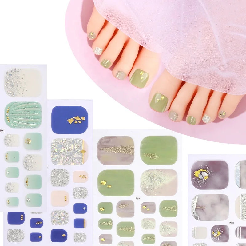 Wholesale Semi Cured Gel Strips Toe Nail Wraps Waterproof UV Gel Polish Sticker Nails Toe Non-Toxic 3D Polish Nail Sticker