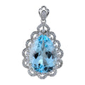 Classical Rhodium Plated 925 Sterling Silver Natural Sky Blue Topaz Pendant for Women Anniversary Gift