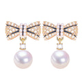 18K Gold-plated Luxury Bow Pearl Stud Earrings Natural Freshwater Pearl Jewelry for Women
