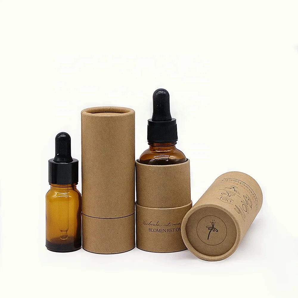 Wholesale Custom Kraft Cardboard Cylinder Box Cosmetic Paper Tube Packaging for Essential Oils Shampoo Face Cream Lotion