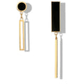 New Acrylic Long Rectangular Round Asymmetrical Black Ladies Pendant Earrings