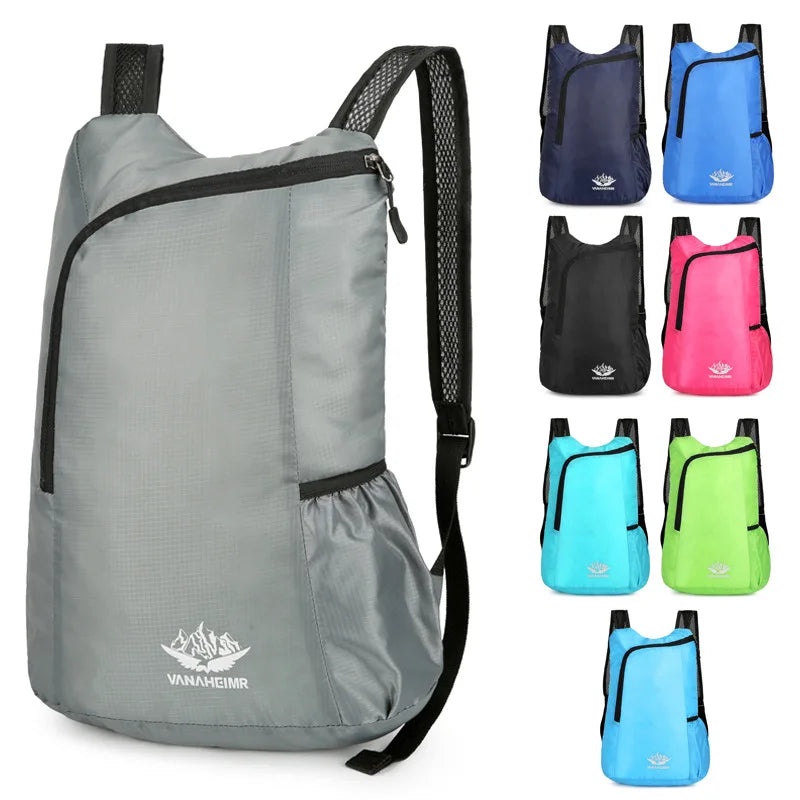 Outdoor Camping Foldable Polyester Zipper Waterproof Lightweight Custom Logo Travel Daypack Backpack