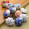 JAYA Luxury Porcelain Oval Shape Cabinet Knobs for Kids Drawers Gold Drawer Pulls Kitchen Cabinet Wardrobe Furniture Handles