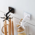 HelloWorld Kitchen and Bathroom Punch Free Foldable Wall Hanging Dual Purpose Rotating Hook Kitchenware Bathroom Storage Rack