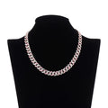 New Hip Hop Street Fashion Popular Pink Silver Color Zircon Crystal Bracelet Necklace Jewelry Gifts