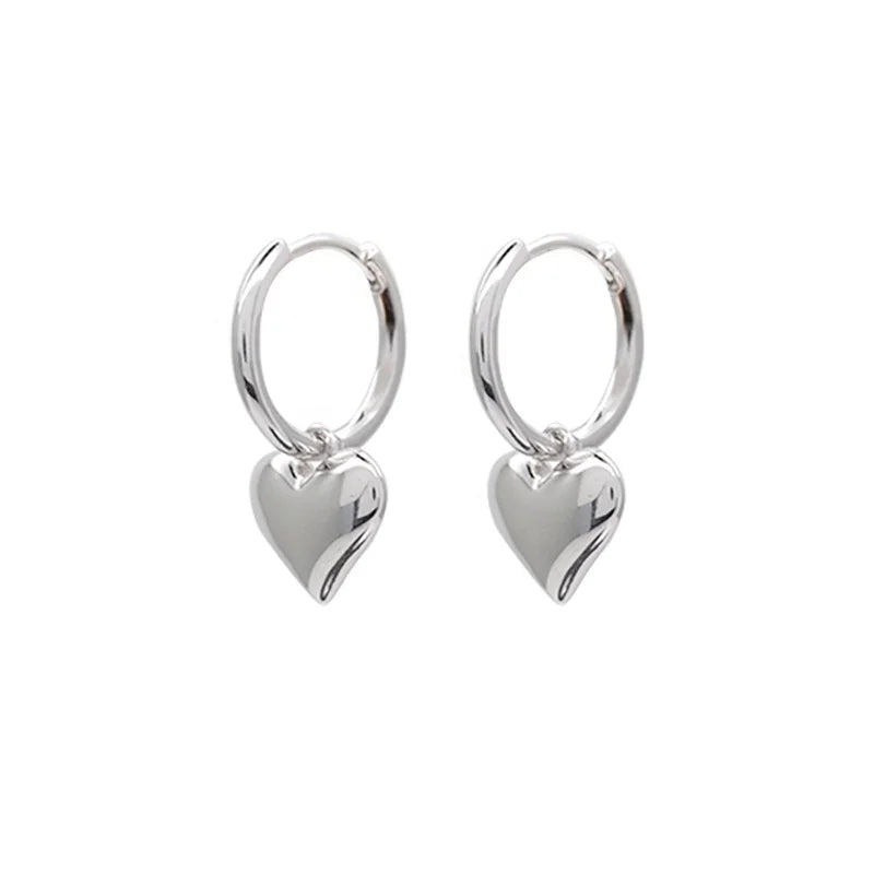 Fine Jewelry 18K Gold-plated Ring Heart-shaped Drop Hoop Earrings 925 Sterling Silver Detachable Pendant Earrings