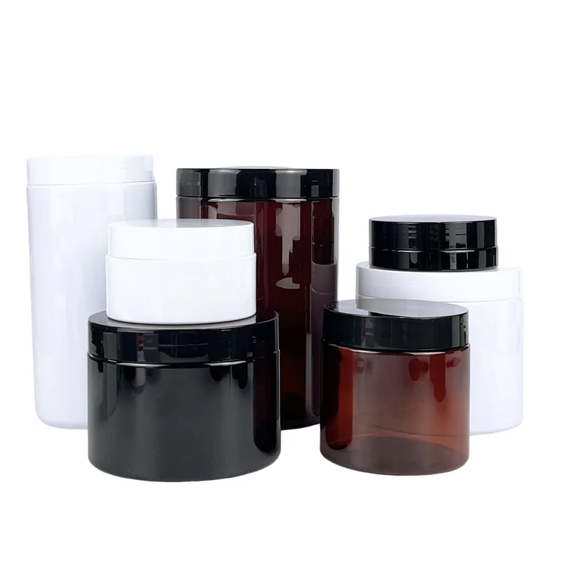 30g 50g 200g 250g PET Plastic Jars White Black Gold Round Empty Frosted Amber Clear Cream Jar