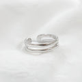 925 Sterling Silver Minimalist Modern Adjustable Band Double Line Open Ring Jewelry for Women Rhodium Plated for Wedding Party
