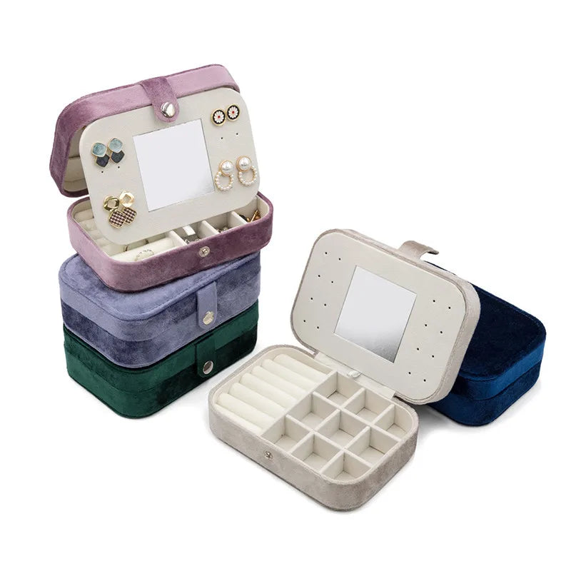 Velvet Portable Multi-functional Jewelry Box with Mirror Spot Wholesale