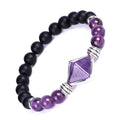 high quality Amethyst Pink Crystal Tiger Eye Cone Bracelet Yoga White Crystal Tiger Eye Stone Cut Pyramid Bracelet