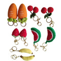 Wholesale Crochet Strawberry Watermelon Cherry Carrot Banana Keychain Knitted Hand-Woven Simulation Food Fruit Crochet Key Chain