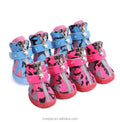 4PCS Classic Cute Pet Shoes Fashion Design Breathable Mesh Sports Dog Shoes Non-Slip Leather with Animal Print for Summer Winter