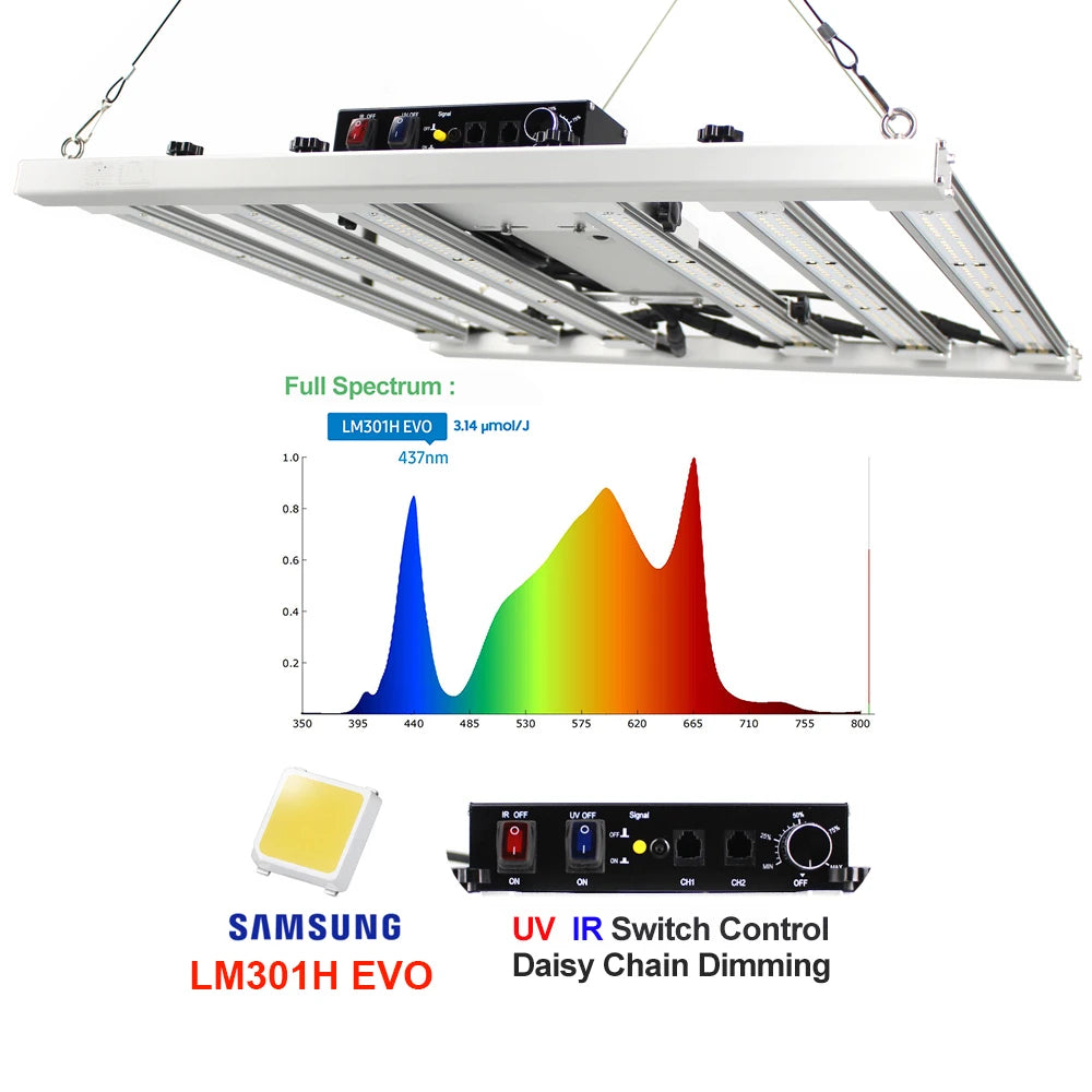 Stock in Brazil 0 Shipping 0 Duty 320W 6bars LM301H EVO Led Grow Light Bars with UV IR Switch Control