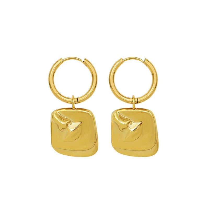 New Fashion Designers Earrings Jewelry Stainless Steel Drop Pendant Gold Plated Hoop Earrings for Women