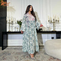 AB433 New Design  Floral Arab Turkey Islamic Clothing  Long Sleeve Best Abaya Women Muslim Dress Turkey