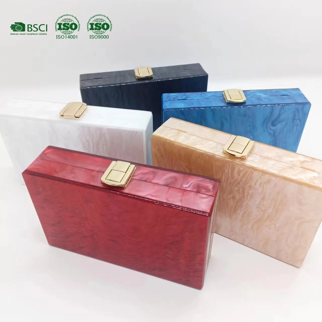 YHJ BSCI Factory Fashion Custom Logo Luxury Party Wedding Designer Women Chain Acrylic Handbag Clutch Purse Evening Bag