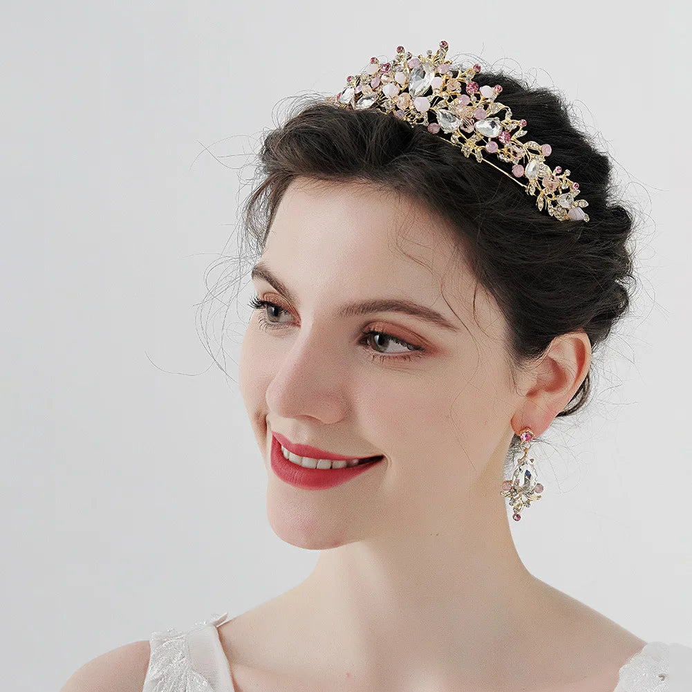 DAIHE Set-3349 Bridal Tiara Euro-American Baroque Lady Tiara Birthday Party Headband Crown Earring Set