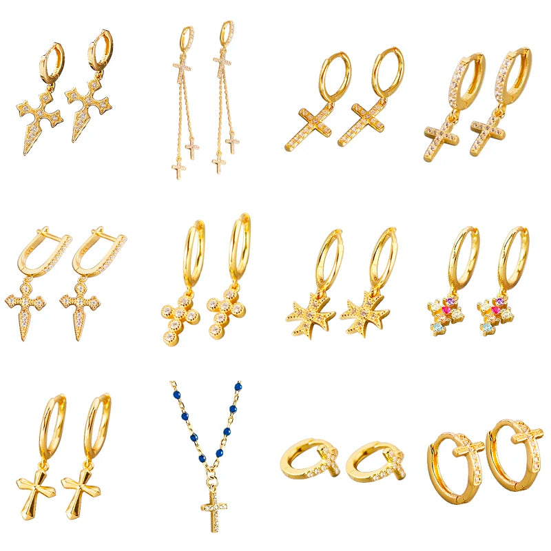 Men Woman Kid Cross Charm Earrings Infinity Necklace