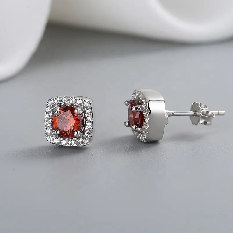 Silver Trendy Silver Square Stud Earrings s With Women'S Aaa Zircon Wholesale Elegant Silver Small Moissanite Earrings