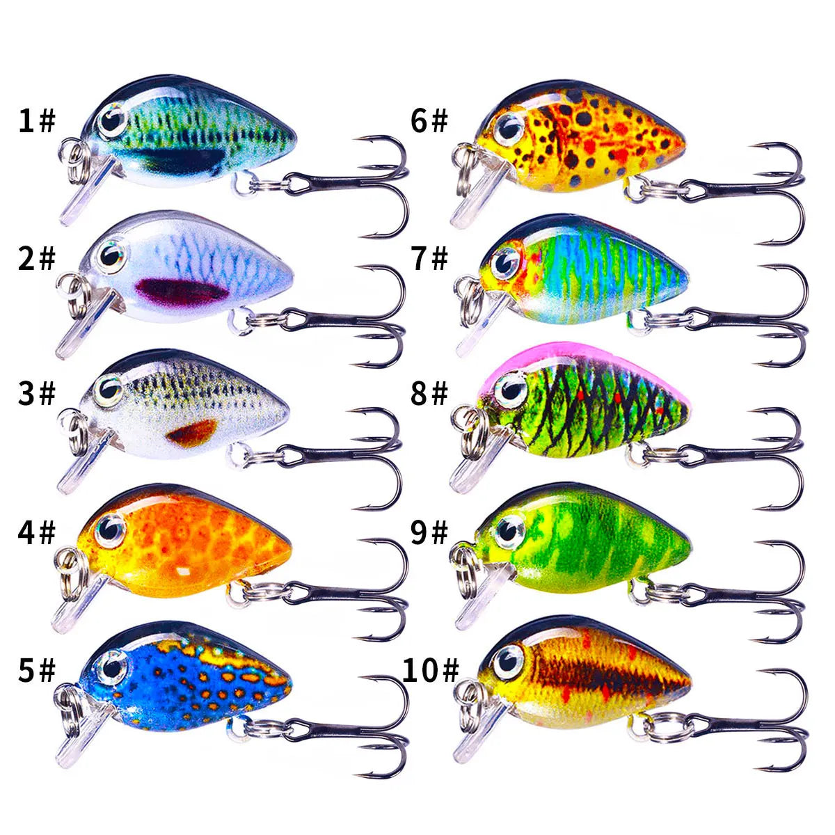 HENGJIA Wholesale Mini Small Crankbait Fishing Lure 1.5G-2.5CM 3D Printing Rock Fatty Hard Plastic Lure Bait