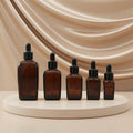 Brown Square Glass Dropper Bottle with Screen Printing for Facial Cleanser & Face Cream 10ml-50ml Sizes
