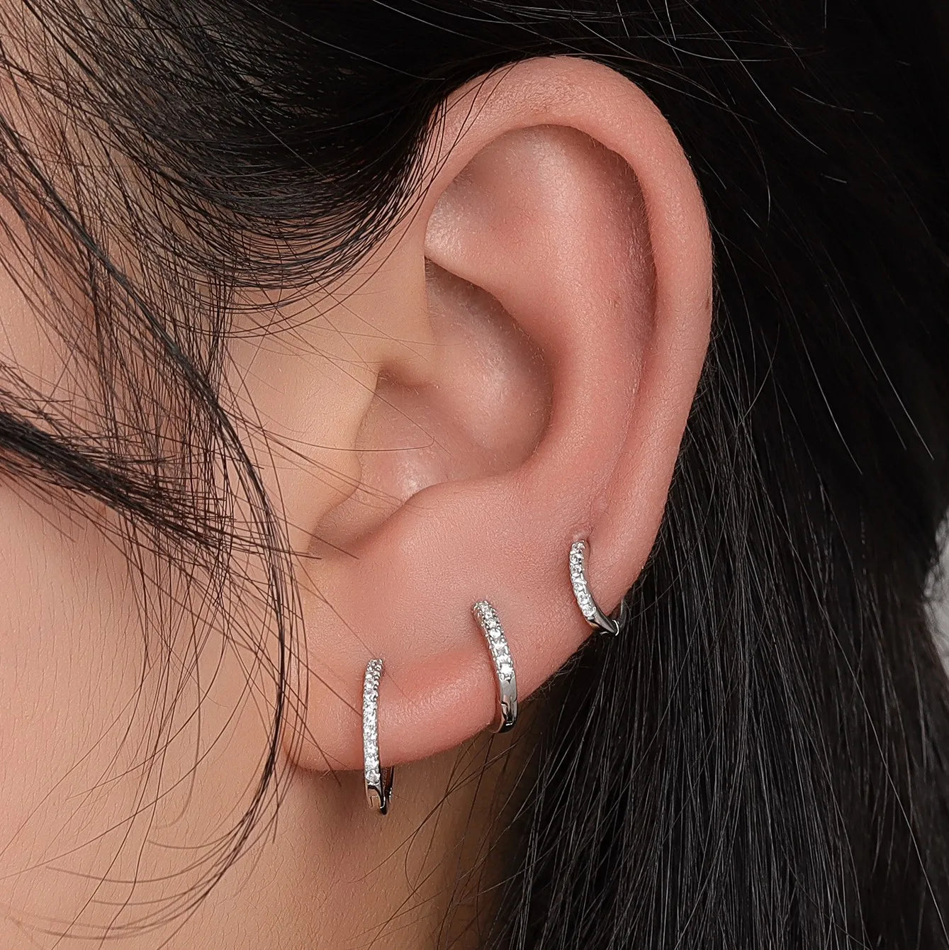 925 Sterling Silver Gemstone Diamond Gold Plated Cubic Zirconia Geometric Hoop Earrings Huggie for Women Girl Fine Jewelry Set