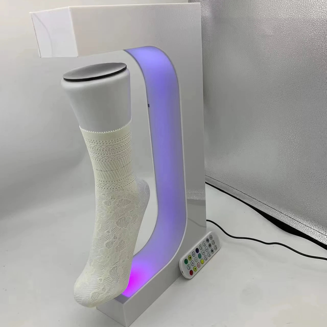 Magnetic Levitation Sock Display Stand with Colorful Led Light