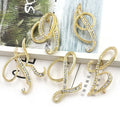 Women's Cute A-Z English Alphabet Metal Pins Silver Gold Crystal Rhinestones Brooch Alloy Jewelry Accessories for Wedding Gift