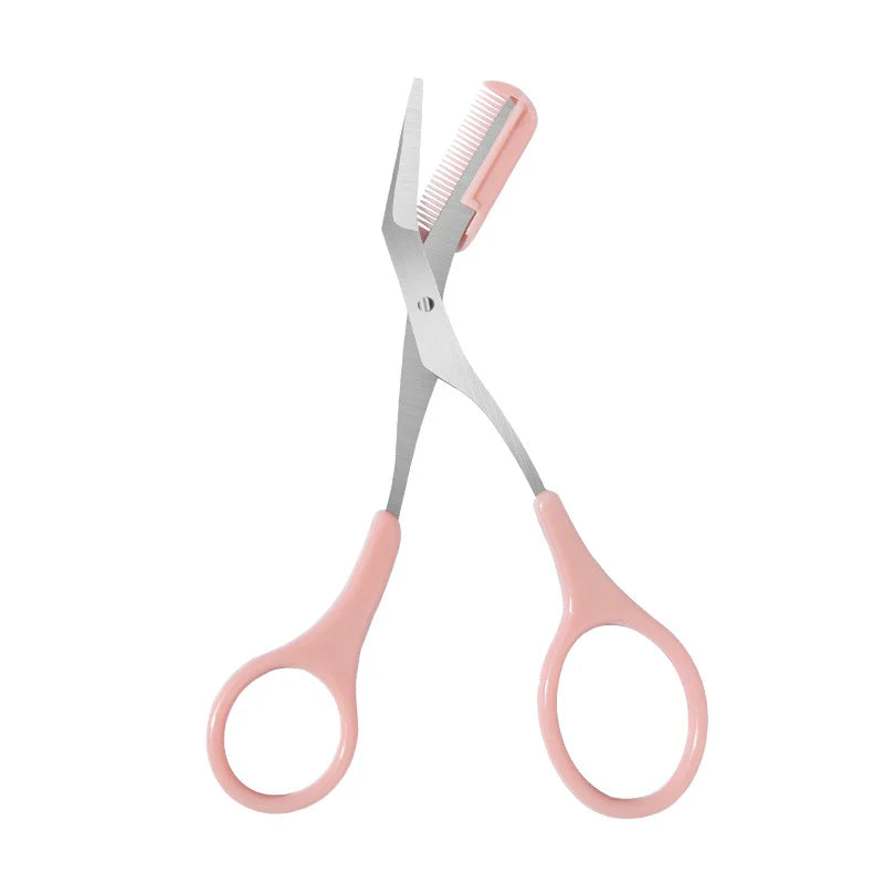 1Pcs Eyebrow Trimmer Scissors Comb Stainless Steel Brow Hair Scissors Clips Shaping Razor Grooming Trimmer Makeup Accessories