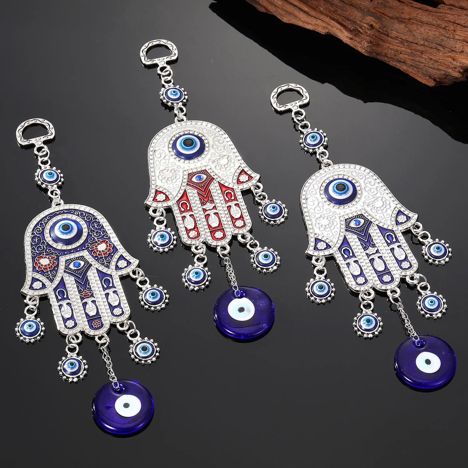 Bohemian Peculiar Exaggerated Ethnic Tribe Fatima Palm Metal Pendant Devil Eye Pattern Palm Home Car Bag Pendant