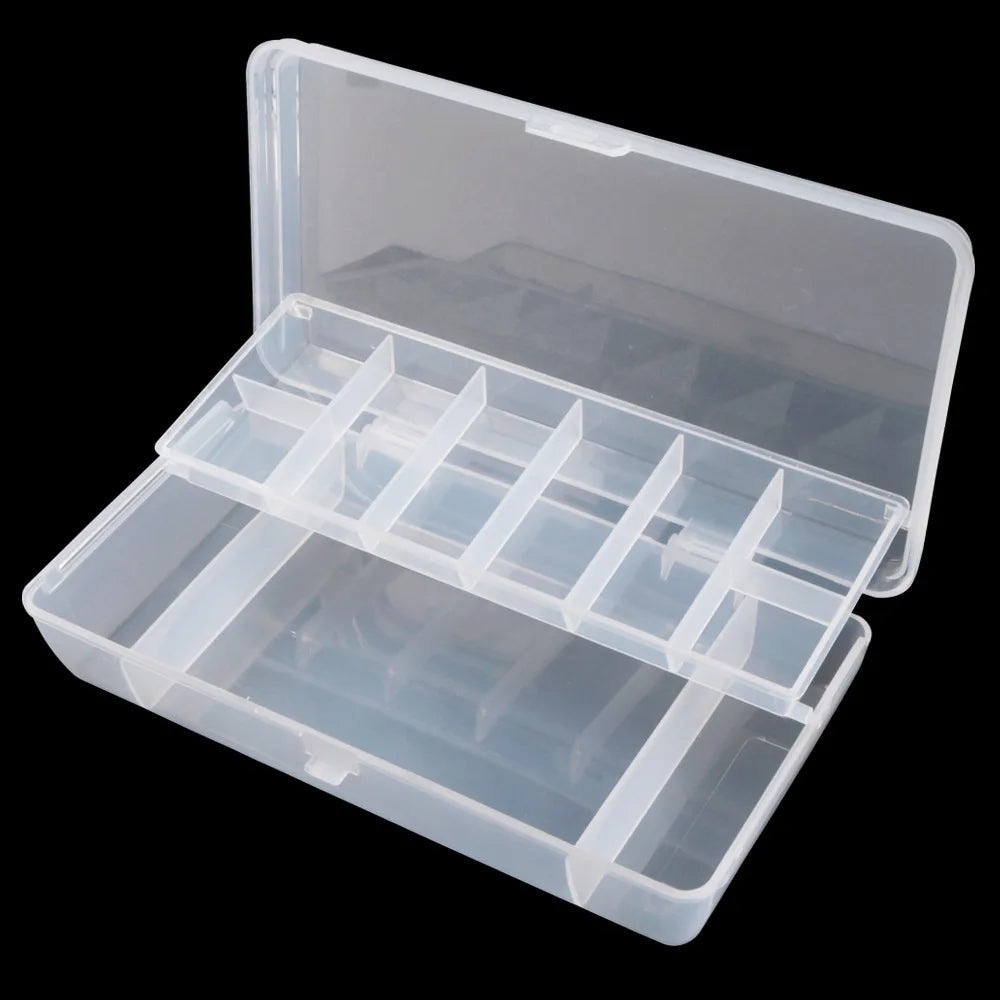 BOX004 21*10.5*4.2cm Double-deck Fly Fishing Lure Box Plastic Storage Case Lure Spoon Hook Bait Tackle Connector Storage Box