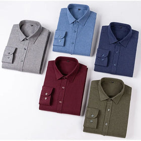 Spring/autumn Long Sleeve Men's Casual Shirt Men's Shirt With Solid Checked Wool Manufacturers Directly Supply Pure Cotton Shirt