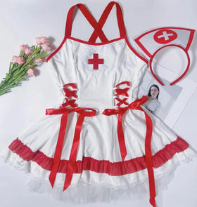 SFY3027 Beautiful Hot Lace Cosplay Uniform Temptation White Japanese Costume Tight Dress Sets Sexy Nightie Nurse Lingerie