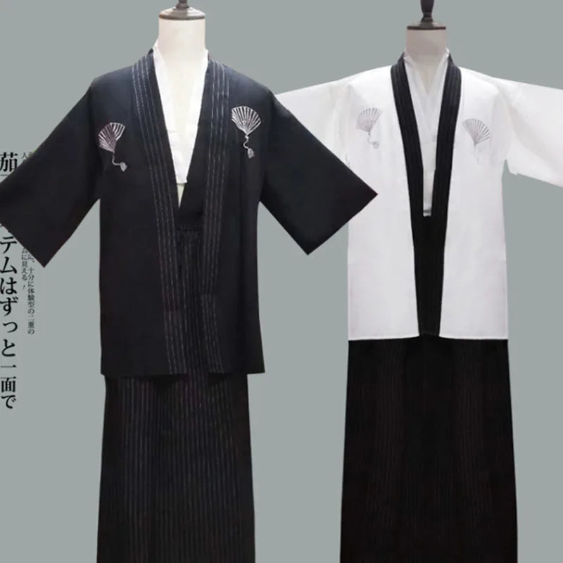 Men Traditional Japanese Kimono Yukata With Obi Novelty Japanese Cosplay Costume