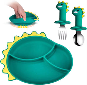Popular Non-toxic Durable BPA Free Food Grade Silicone Baby Plate Set for Baby Silicone Plate With Spoon