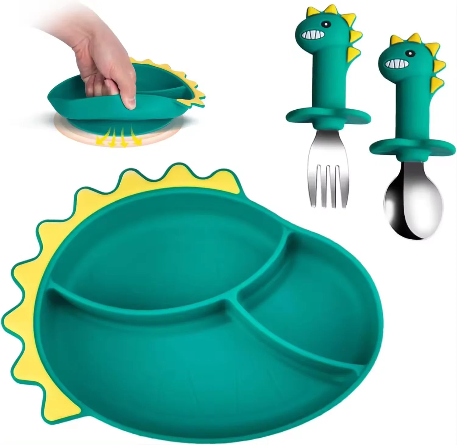 Popular Non-toxic Durable BPA Free Food Grade Silicone Baby Plate Set for Baby Silicone Plate With Spoon