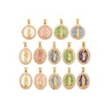 Religion Style Virgin Mary Gold Plated Inlaid Shell Chips Charm Pendant Jewelry Necklace Accessories Hand Making Supplies L49