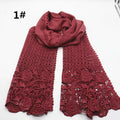 Woven Cotton Hijab Hollow Out Scarf Embroidery Shawls for Muslim Women Ladies Malaysia Women