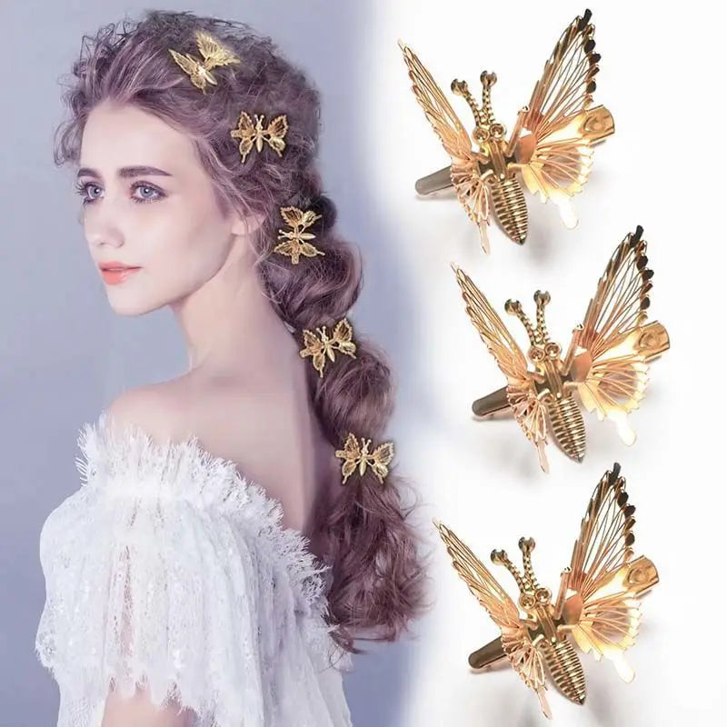 Genya Moving Butterfly Hair Clips Gold Barrettes Hairpins Floral Hairpin Hairwear Small Alloy Princess Hair Clip