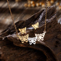 2025 Cute Necklace Earrings Gold Plating Stainless Steel Snowflake Flower Hollow  Necklace Earrings Set for Women Jewelry