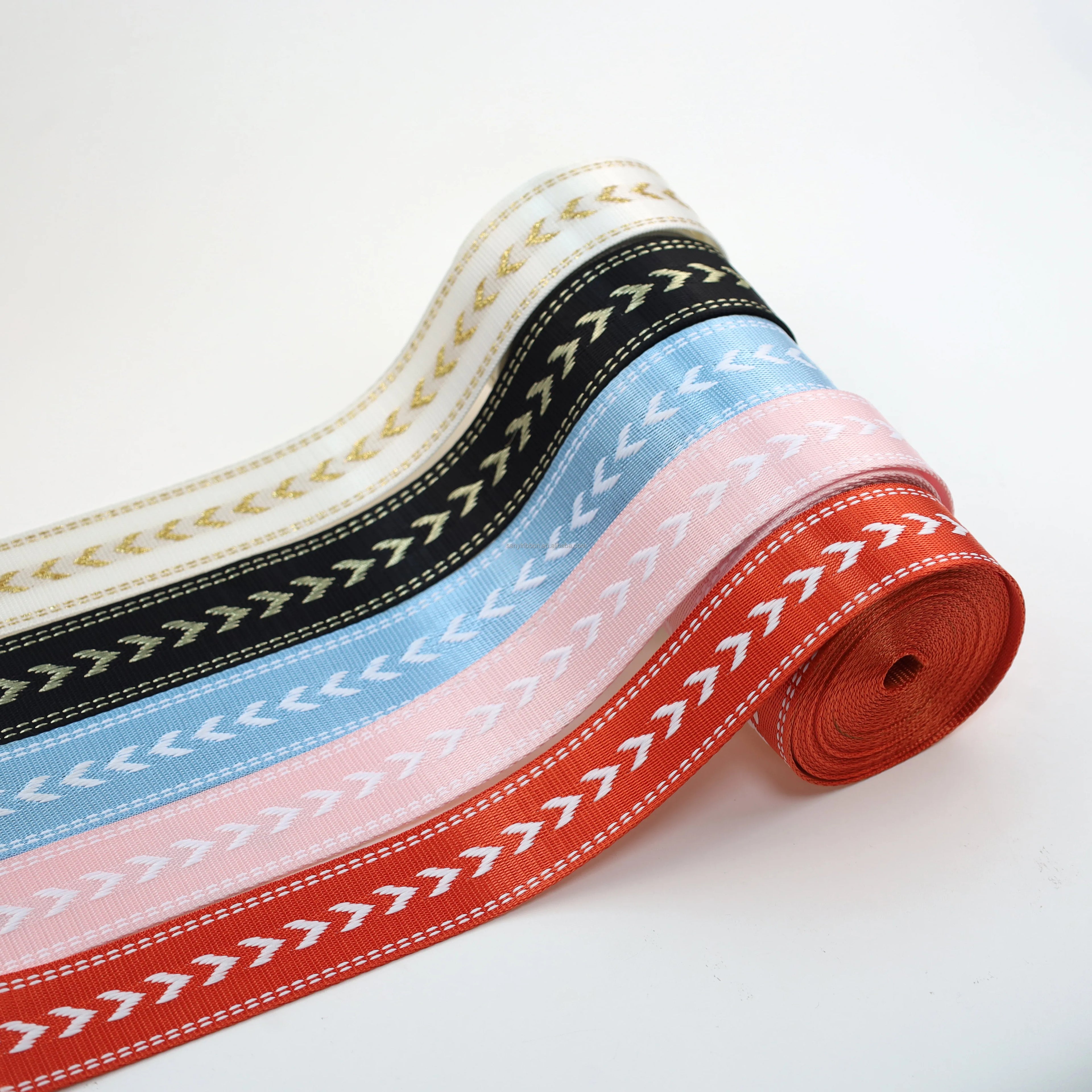 Hot Selling Colorful Arrow Pattern Polyester Imitation Nylon Webbing Custom logo Crossbody Bag Shoulder Strap Nylon Webbing