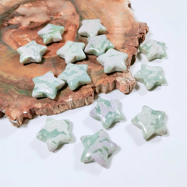 Huiying Wholesale Semi Precious Kiwi Stones Stars For Sale Crafts