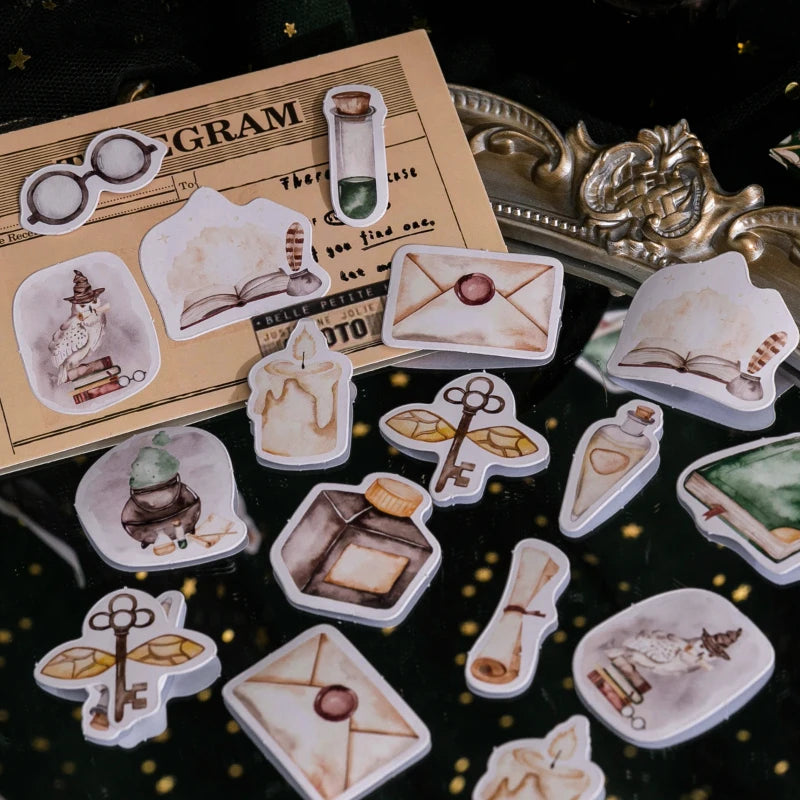 45 Pieces/Pack Box-Packed Stickers Mofa Academy Series Retro Journal Diary Material Decoration Sealing Stickers