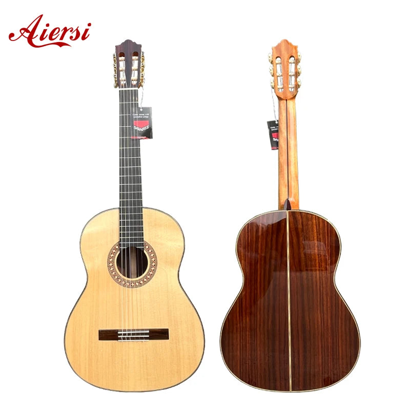 Aiersi Brand Handmade High Grade Glossy Solid Spruce Top Flamenco Guitar Vintage Spanish Nylon String Musical Instrument
