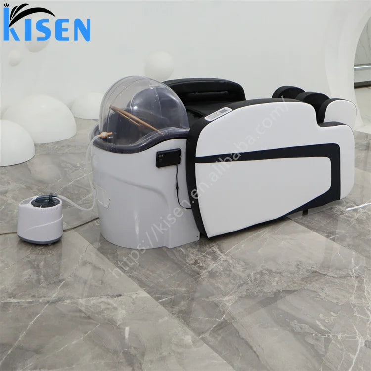 Luxury Multi-functional Hair Washing Bed Adjustable Head Spa Massage Bed Head Spa Shampoo Bed With Salon Sink Steamer